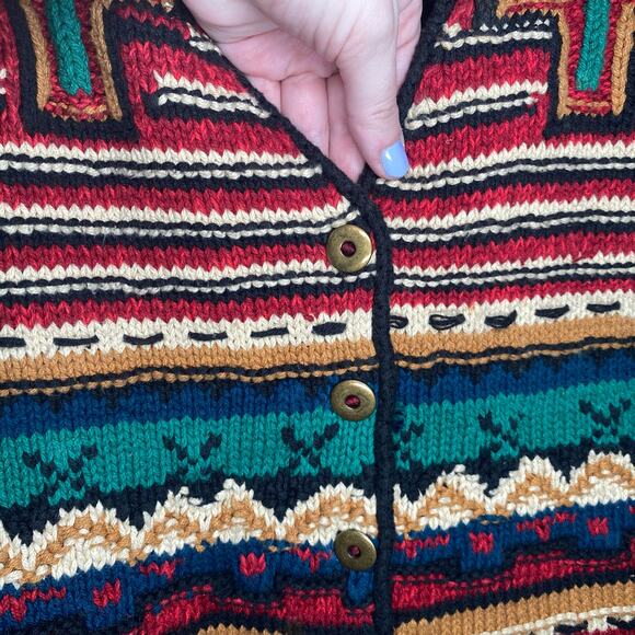 90s vintage knit vest Harolds Southwestern Boho Western Style Cross Size L - Picture 5 of 9